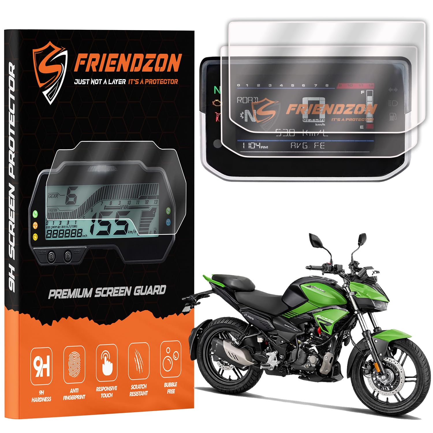 FriendZon Screen Guard For Hero Xtreme 125R TFT Digital Meter [2025] | Anti-Bubble | Scratch Resistant | HD Clear | Anti-Fingerprint | TFT Instrument Display Protector [Not Tempered Glass] (Pack of 2)