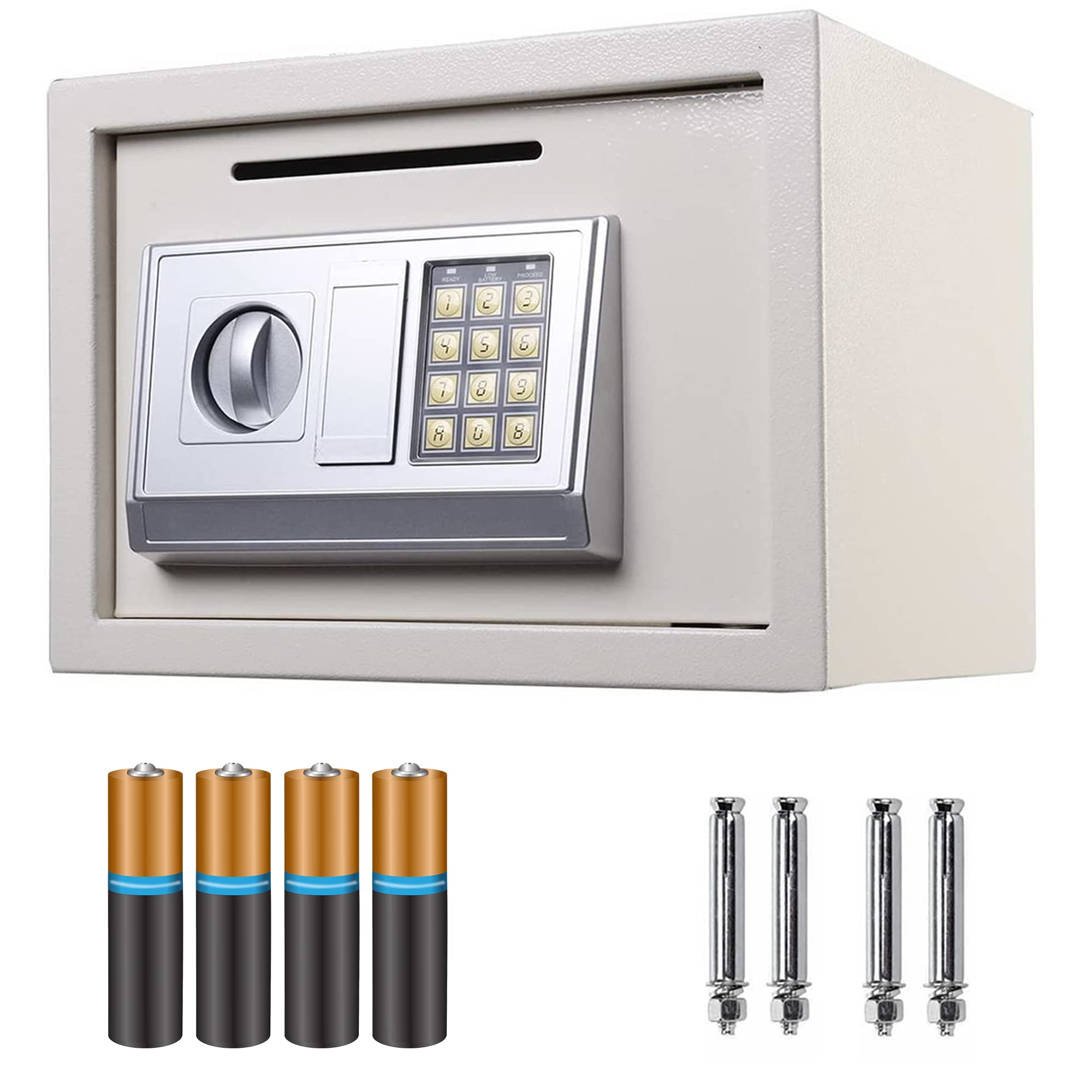 Heavy Duty Steel Digital Electronic Security Safe Home Office Money Safety Box By Crystals® (16L Electric Safe_White)