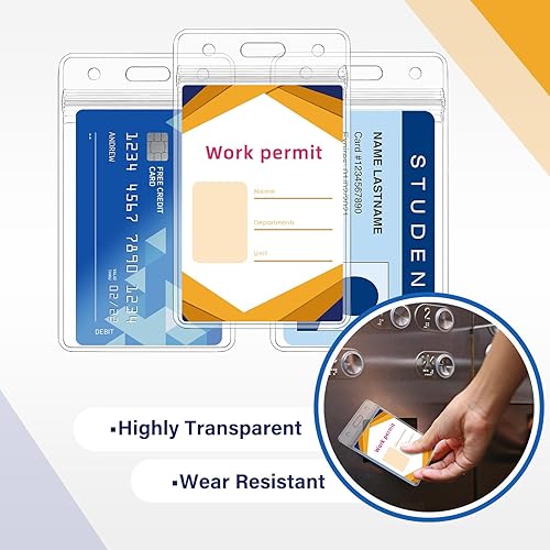 Miniatura 5 de 100 piezas de tarjetas de identificación de plástico transparente vertical, placa de identificación, tarjetero de plástico transparente de PVC,