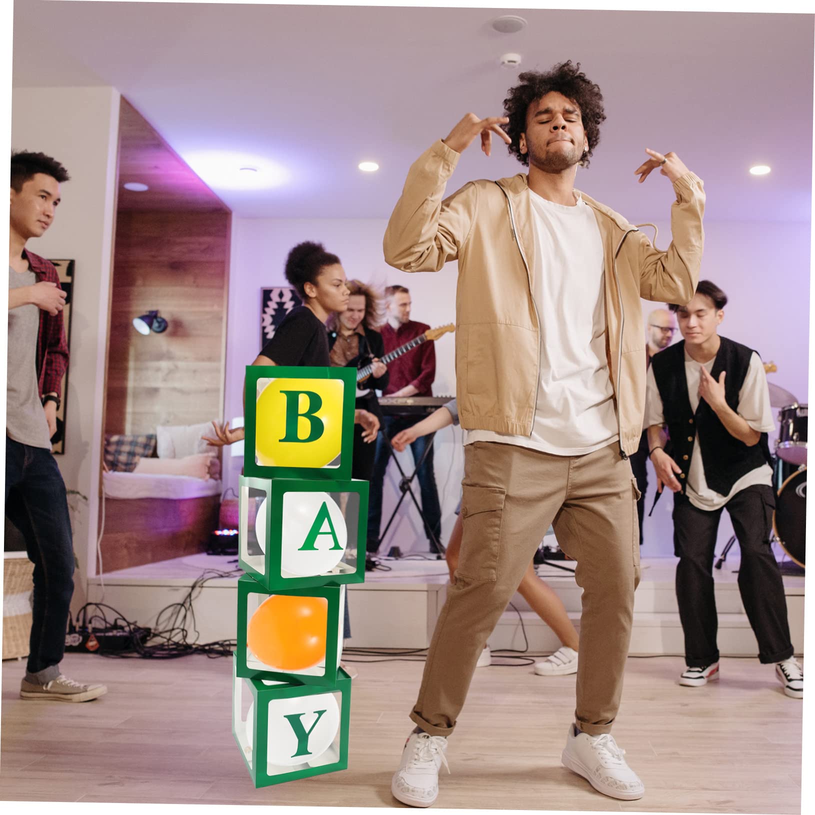 Grüne Babyparty Ballonboxen mit Buchstaben, 1 Satz Papier | Wiederverwendbar und Einfach zu Verwenden, für Tauf Favors, für Kindergeburtstage