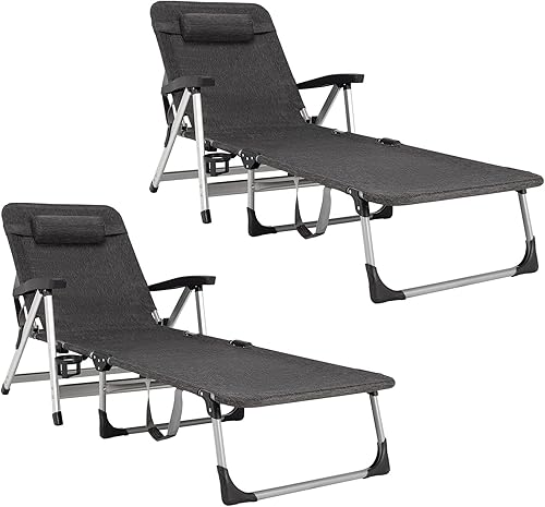 Goplus Tumbona tumbona plegable para patio al aire libre con portavasos y reposacabezas desmontable, cómoda para jardín, playa, piscina, tomar el