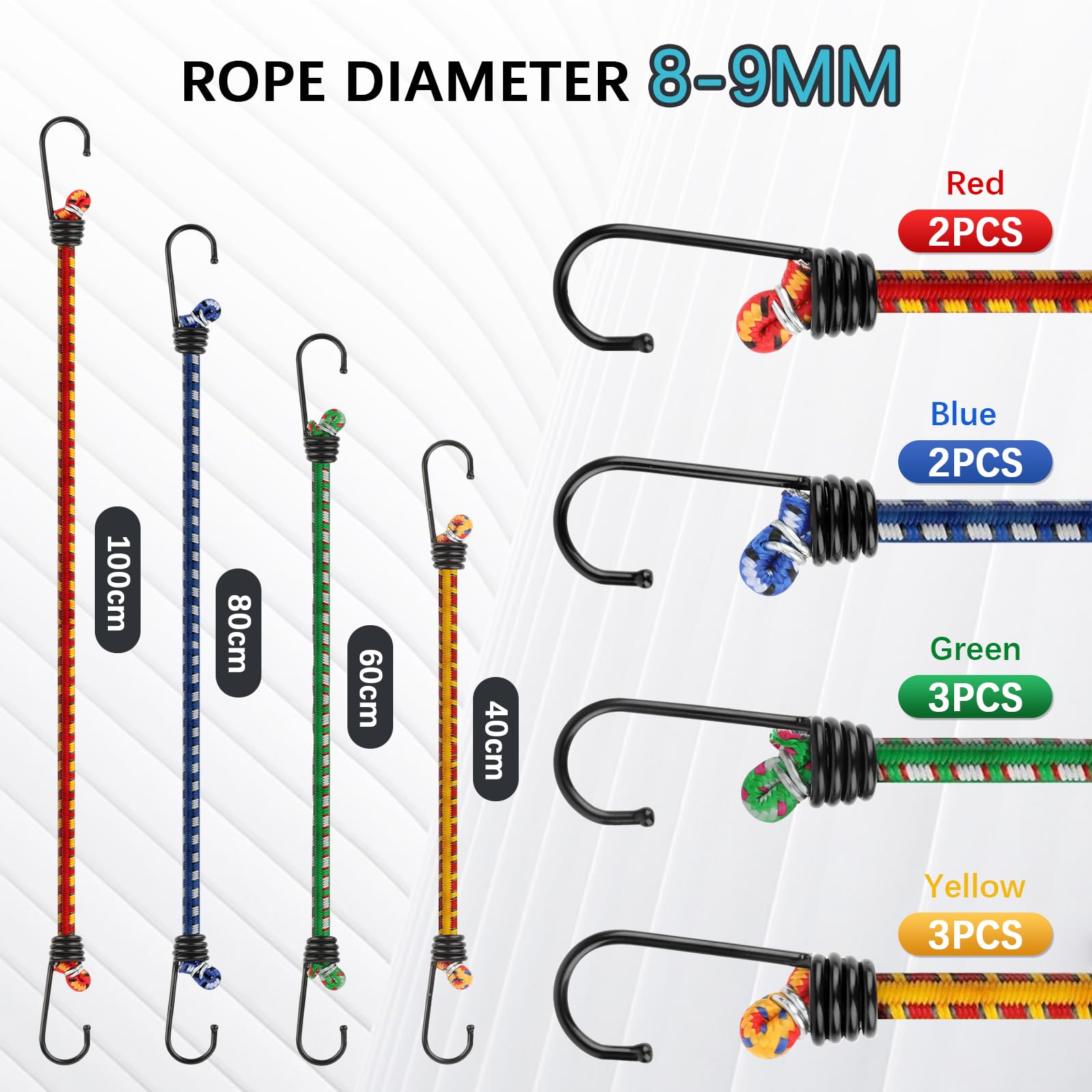 Kiprim Cordes élastiques Tendeur élastique Lot De 10 Pièces