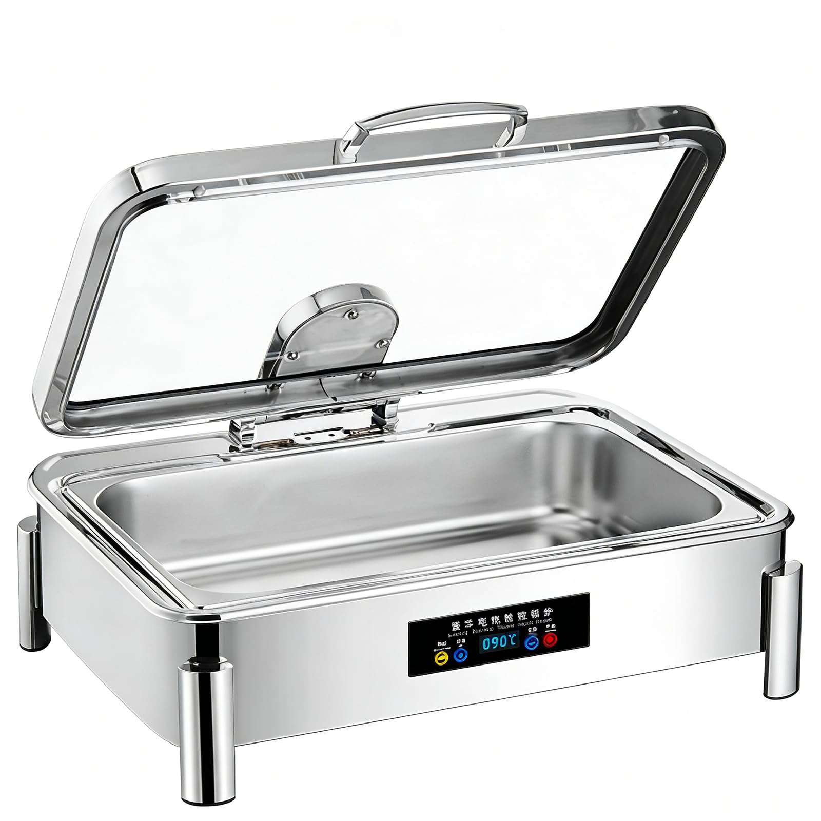 YXYLJOZ Electric Food Warmers Buffet Server with Touch Screen & Glass Lid, Stainless Steel Chafing Dish Set for Catering, Rapid Heating, Easy to Use, Ideal for Restaurants & Events (1 Square 9L)