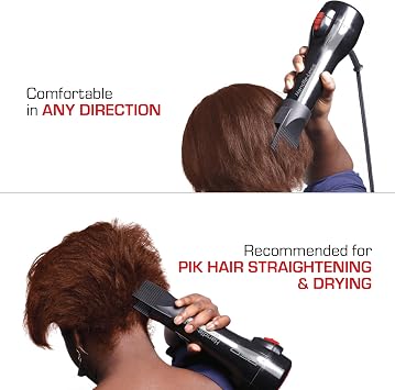 RED by Kiss Handle-Less 2200W Ceramic Tourmaline Hair Dryer, 3 Heat Settings, Pro Blow Dryer with Comb Attachment, Ionic for Frizz-Free Shine, Detangler & Straightening for 4C