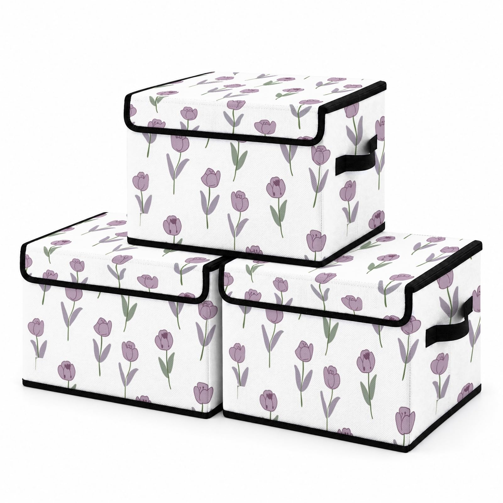 Stackable Storage Bins with Lids, 3 Pack