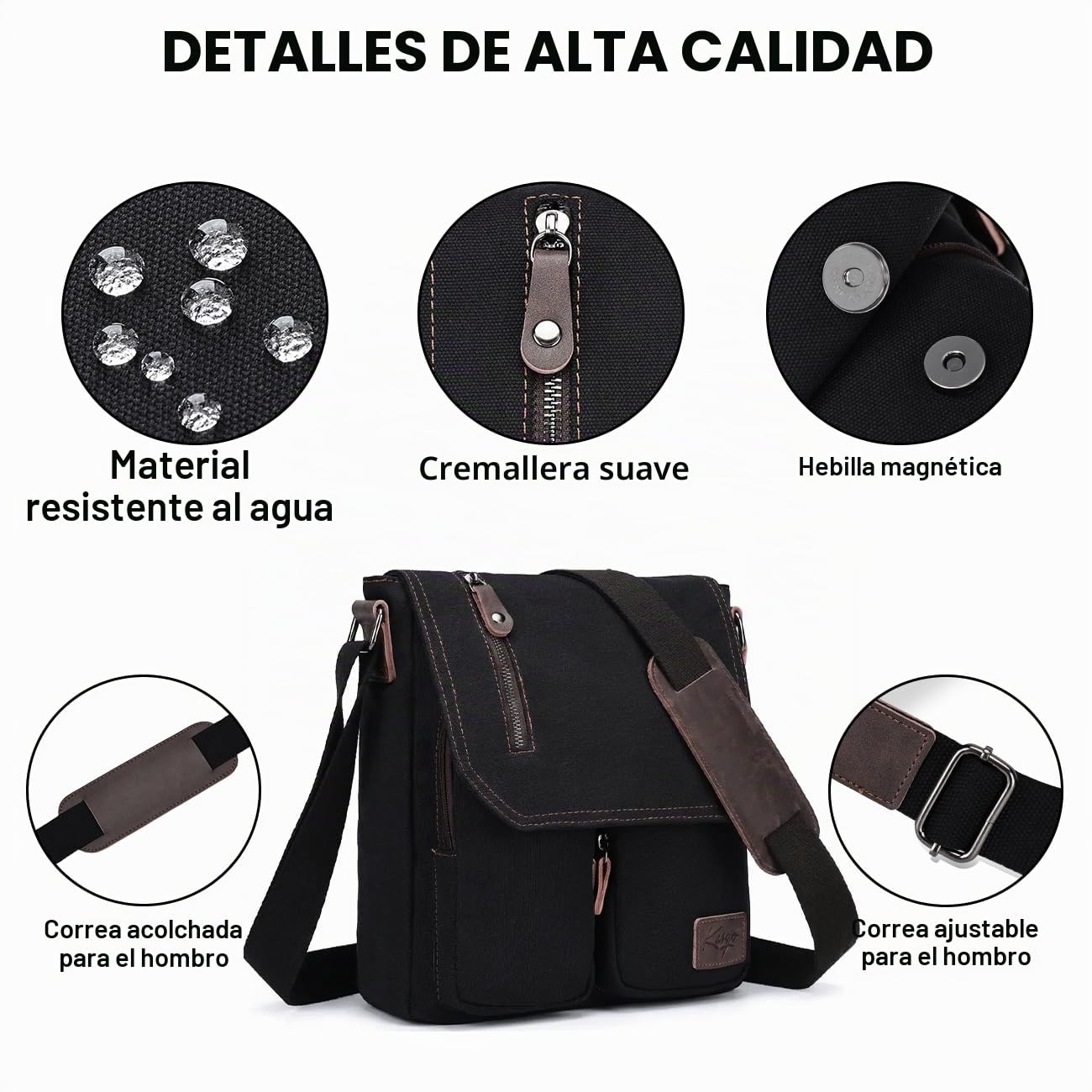 Bandolera Hombre Pequeña, Bolso Lona Unisex Bolsa Mensajero Retro Bolso de Hombro Resistente al Agua Bolsos Cruzado Vintage Bolsos Messenger Casual para Escuela Trabajo Viajes
