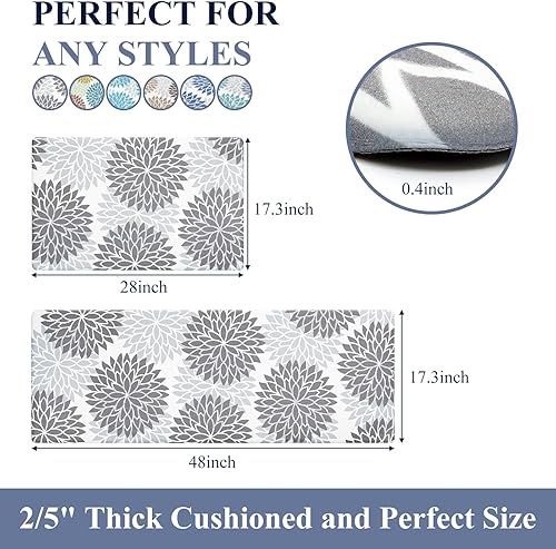 Miniatura 145 de HEBE Kitchen Mat 20"x71" Anti Fatigue Floor Mat Runner Non Slip Kitchen Mats for Floor Waterproof Kitchen Rugs and Mats Ergonomic Cushioned Comfort