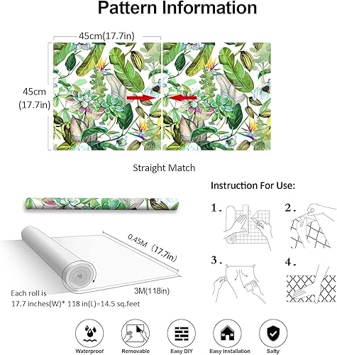 Miniatura 8 de Papel tapiz de hojas tropicales para despegar y pegar, papel de contacto botánico de selva, acuarela, palmera, bohemio, papel tapiz para pared de