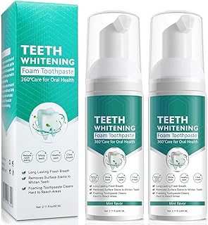 Teeth Whitening Toothpaste, 2 Pack Citrus Baking Soda Toothpaste, Foam Whitening Toothpaste, Ultra-fine Mousse Foam Deeply Cleaning Gums, Stain Removal