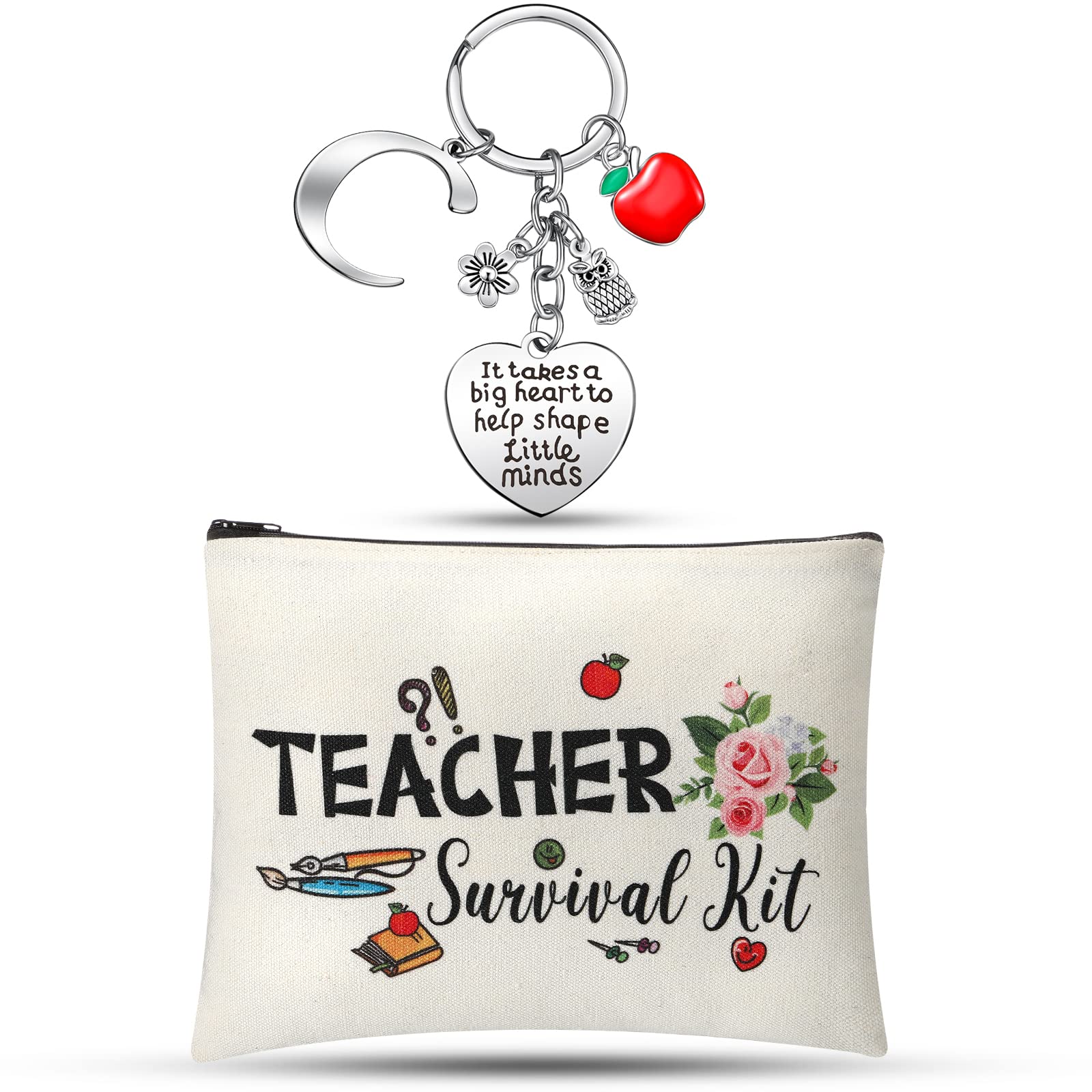 Lehrer Geschenk-Set – 6 Kosmetiktaschen & 6 Schlüsselanhänger, Mehrfarbig, 24x18 Cm, Für Dankeschön & Valentinstag