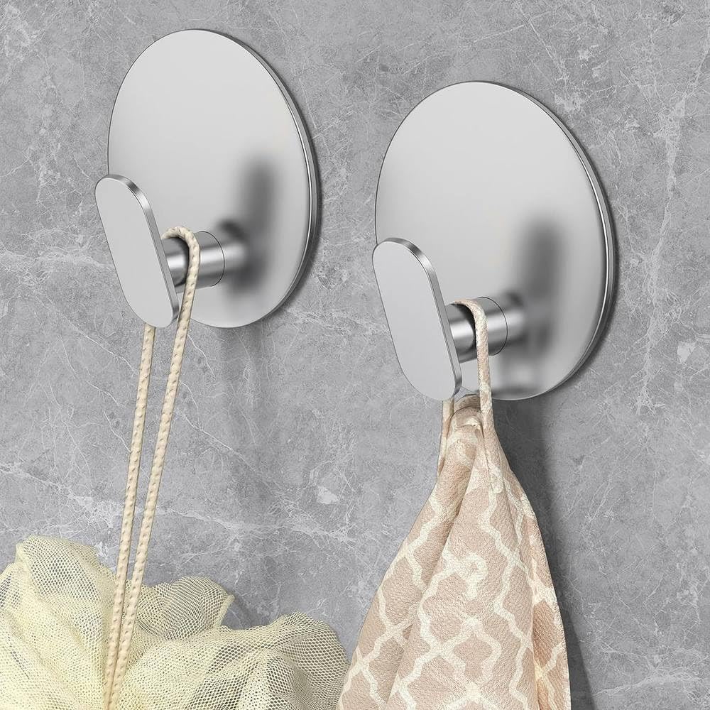 Gancio adesivo in acciaio inossidabile per porta a muro, chiave, appendiabiti, gancio per bagno, accappatoio, porta asciugamani, organizer per mensola, attrezzatura da cucina, nero, 4 pezzi, 1