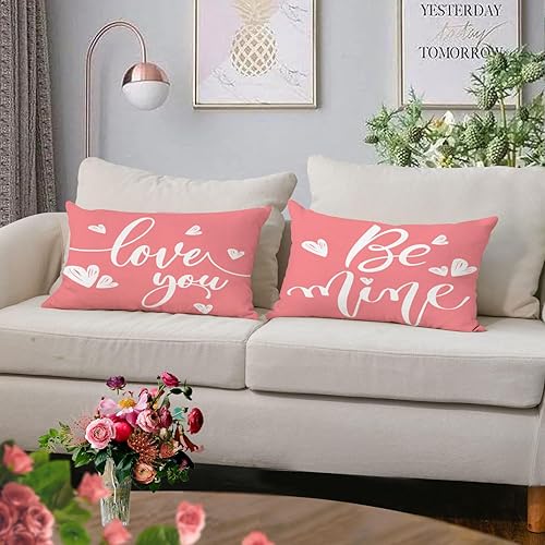 Miniatura 10 de YeeJu Juego de 4 fundas de almohada de 18 x 18 pulgadas, diseño de gnomos de corazón rojo de amor, fundas de almohada de terciopelo para boda,