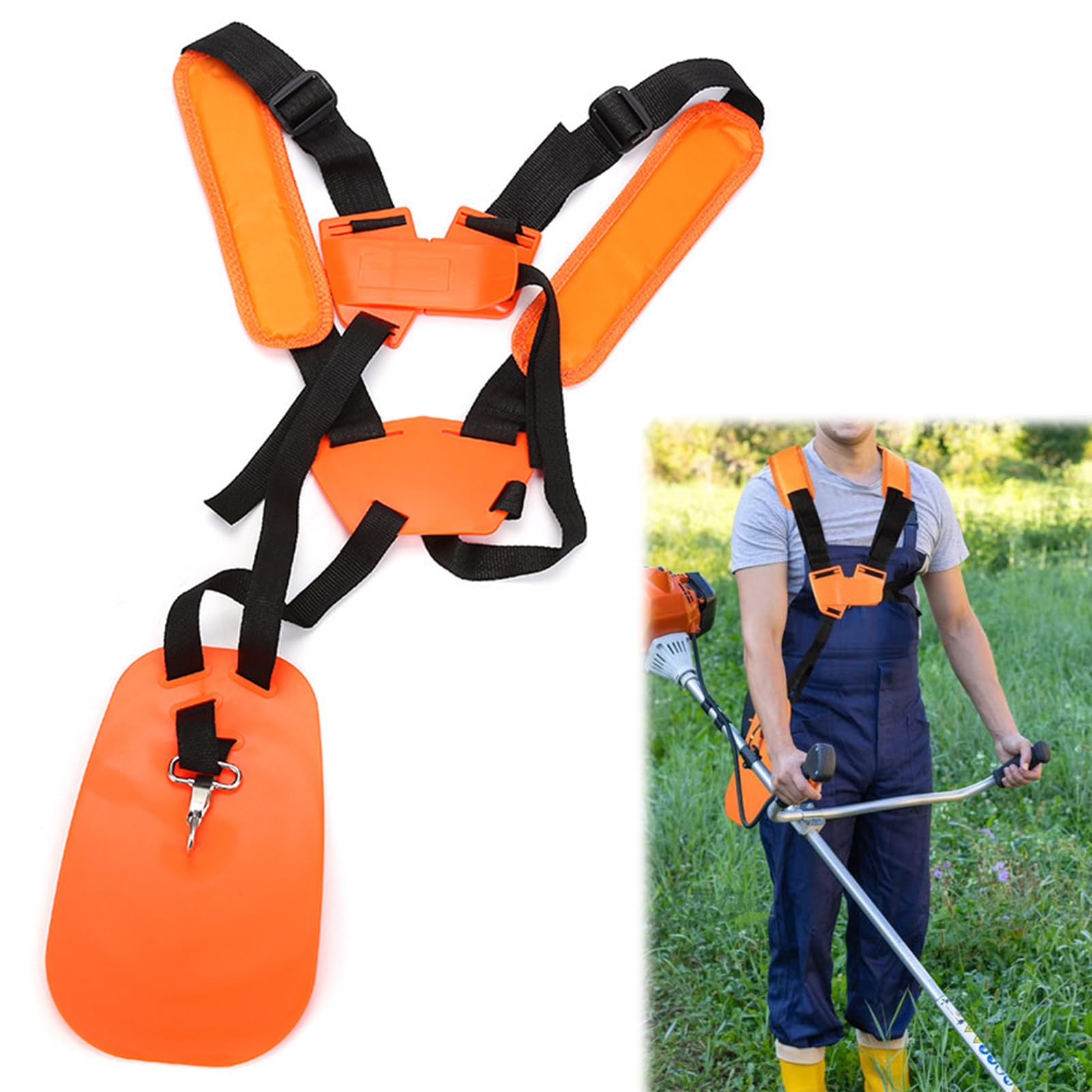 Arnés Desbrozadora, Correa de Hombro para Cortacésped, Correa del Arnés de la Recortadora, Adecuado para Cortadoras de Césped, Brindando Una Experiencia de Jardinería Cómoda y Eficiente, Naranja