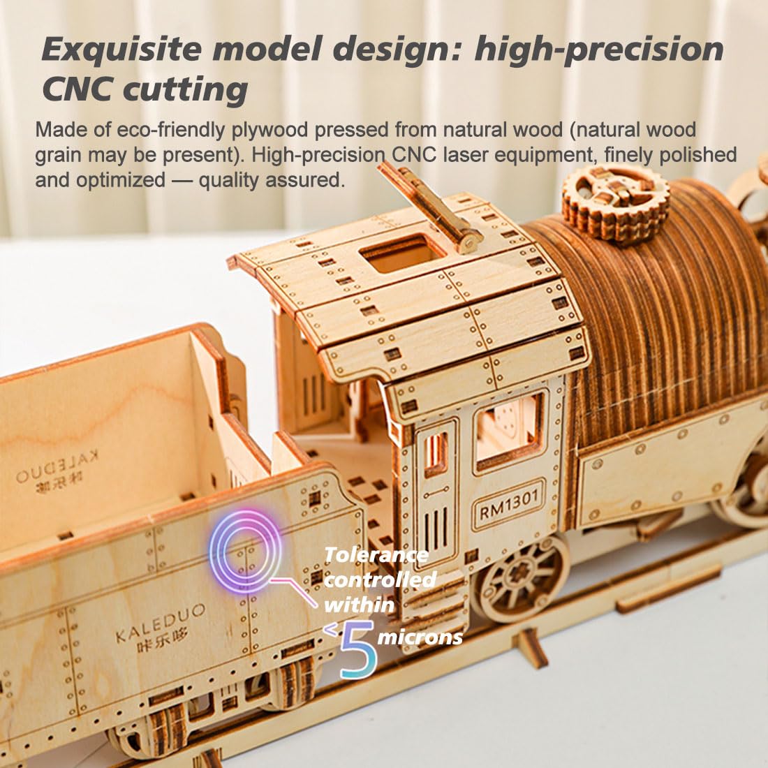 Kit fai da te Steam Train Model Kit meccanico Wind-Up Locomotive con traccia, modello di assemblaggio in legno, collegamento a pistone, set di costruzione educativa, display desktop (413 PCS/smontato)