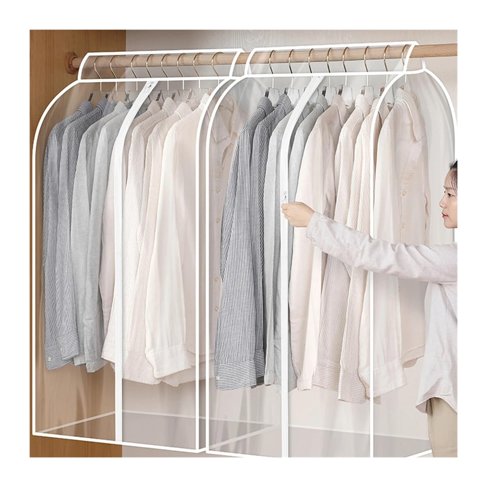Clothes Rail Cover Hanging Clothes Dust Cover Dustproof Bag Wardrobe Storage Organizer for Dress Garment Suit Coat Protector(Clear,60x30x90cm)