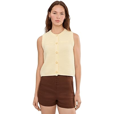 525 america Jayme Button Through Textured Vest lemon icing