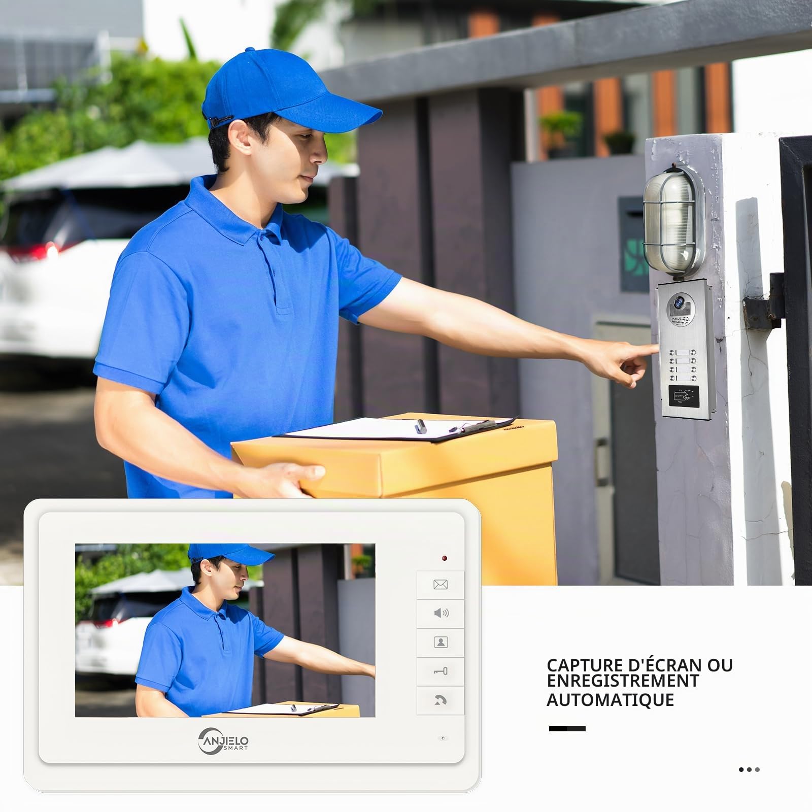 Système d'interphone vidéo filaire pour appartement, kit de visiophone avec 8 unités moniteur de 17,8 cm, sonnette vidéo intérieure et extérieure, déverrouillage par carte d'identité, audio