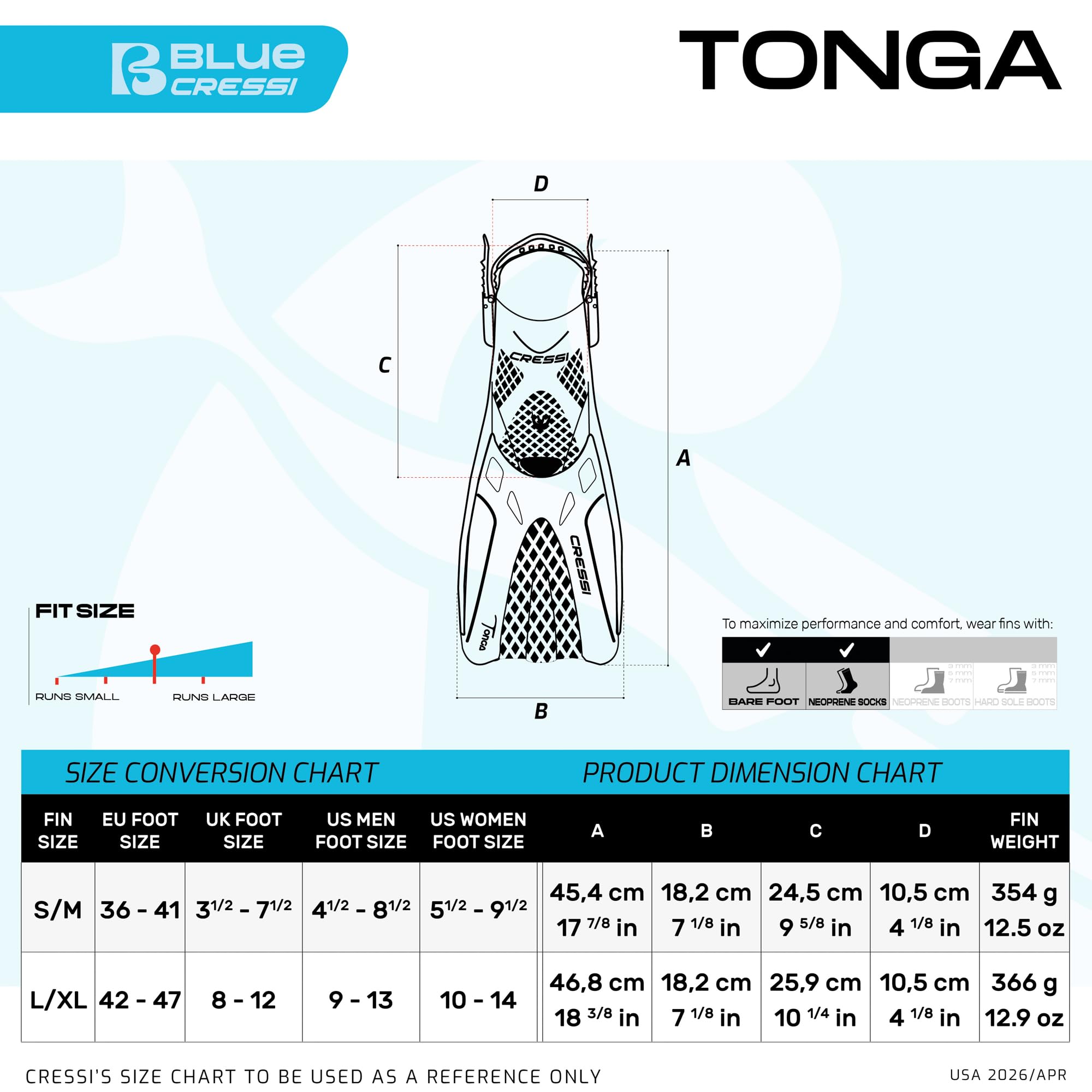 CRESSI Tonga Fins/Set - Pinne leggere Corte Regolabili Scarpetta Aperta o Set Pinne + Maschera Integrale Ampia Visione Baron, Adulti