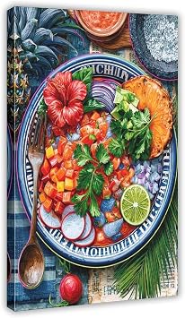 ghNDJdk Peruvian Chicha, Neon Foodie, Vibrant Kitchen Canvas Poster Bedroom Sports Landscape Office Room Decor Gift Frame 12" L X 18" W