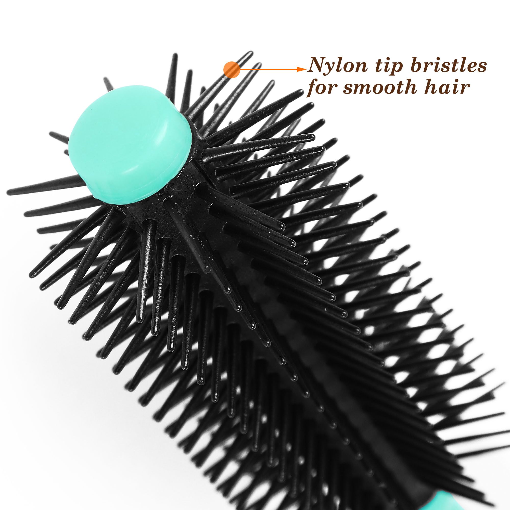 Uxcell Professional Styling Round Brush, Wet Detangling Teezer Brush, Salon Plastic Curling Bristle Handle - Image 3