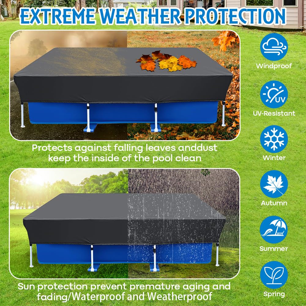 Cubierta para Piscina Rectangular, 220 X 150 cm Lona Solar para Verano e Invierno con Cuerda, Lona Solar para Piscina para Marco Rectangular, Prueba de Polvo Impermeable Durable