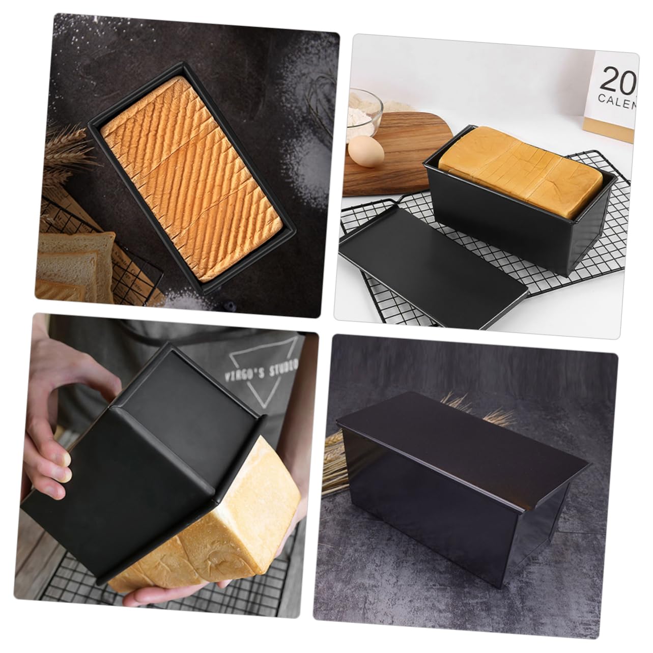 PartyKindom Toastbrotform Langlebig und Hitzebeständig aus Kohlenstoffstahl 2 Stück mit Deckel Antihaftbeschichtete Kastenformen für Backofen und Küche