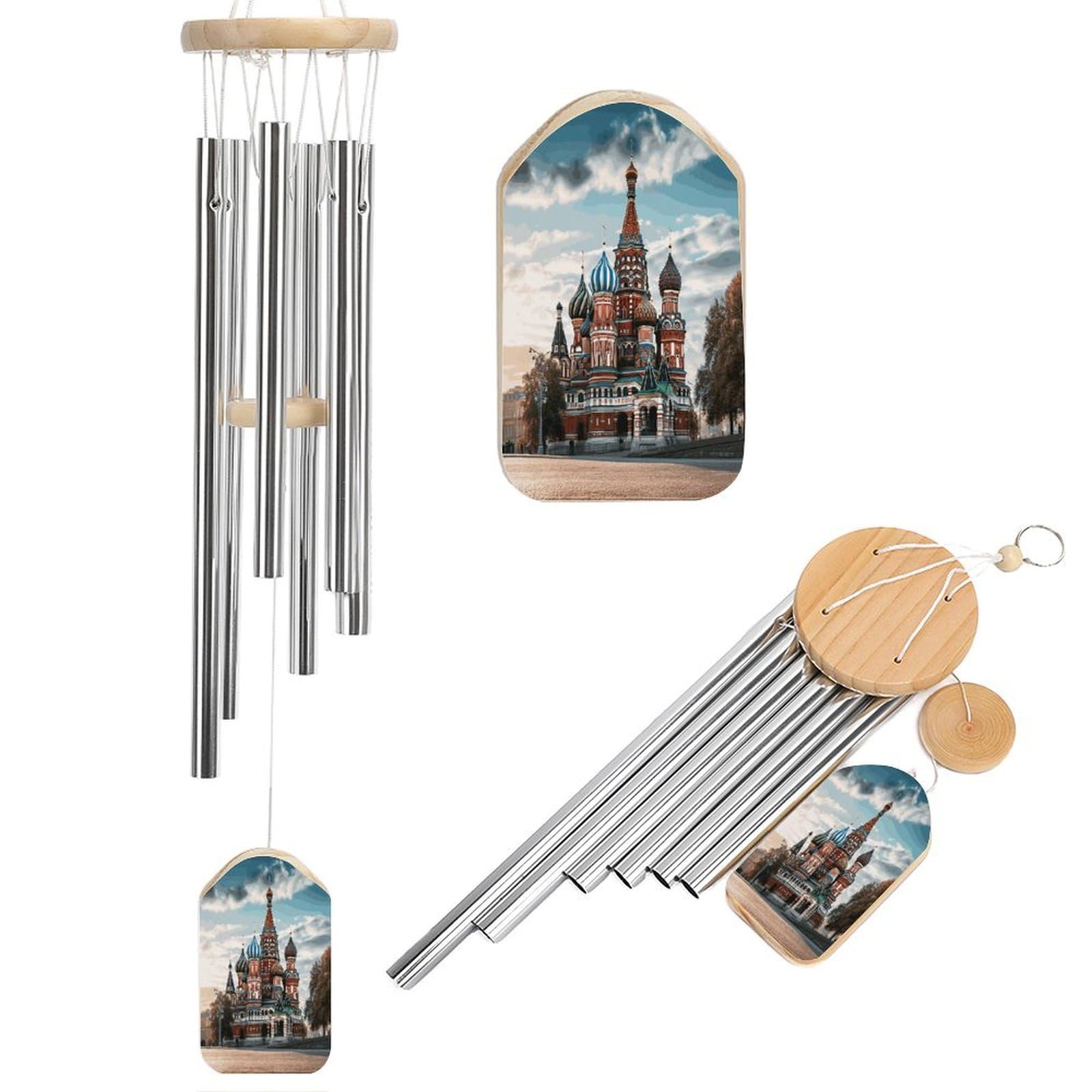 Adfgyerh Style St Basil Cathedral Red Square In Moscow Wind Chimes For Outside, Memorial Windchimes Deep Tone Soothing Melodic Tones, Sympathy Wind Chimes For Patio Home Or Garden Decor