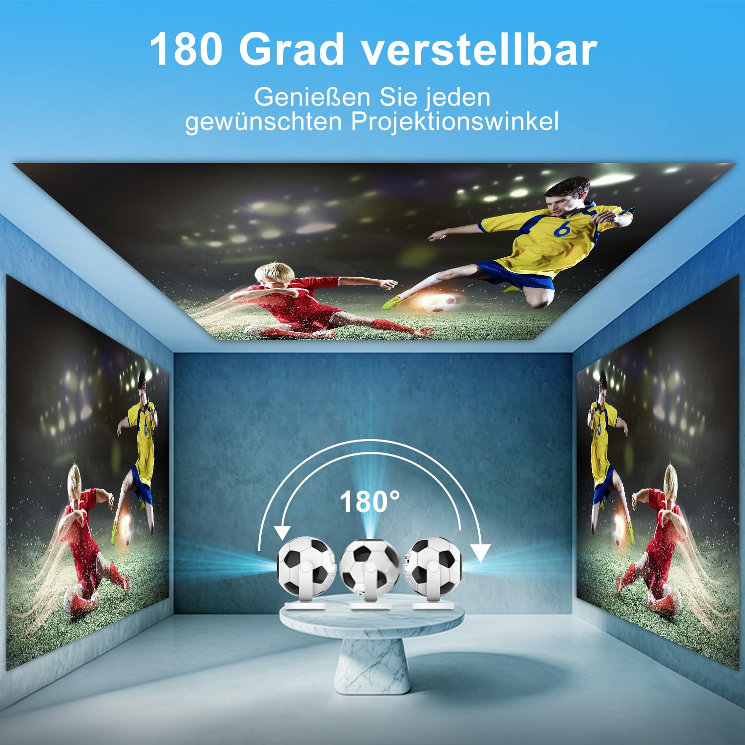 Mini proiettore supporta 4K 2026, Smart Beamer Android 14.0, Smart Proiettore portatile con WiFi 6 e Bluetooth 5.4 Portable Auto Keystone, piccolo proiettore per home cinema all'aperto, rotazione di