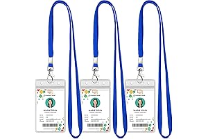 3-Pack Clear ID Badge Holder Lanyard in Azure