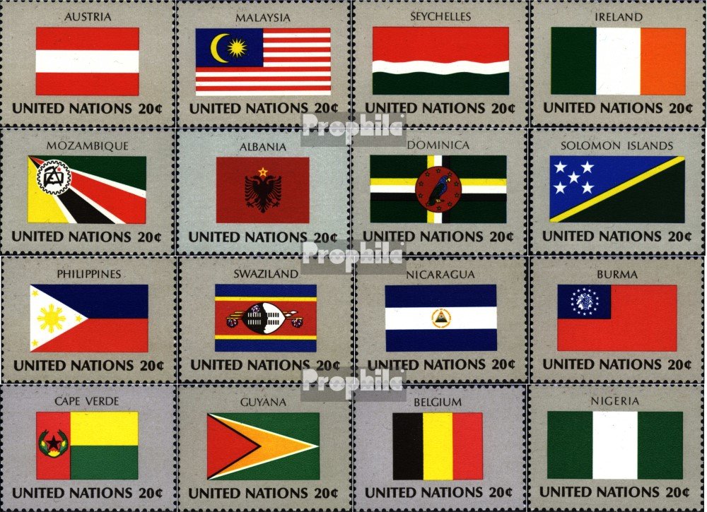 Prophila Collection UNO Briefmarken 1999 Mitgliedsstaaten – Postfrisch MNH, Komplett 797-804, Flaggen & Wappen