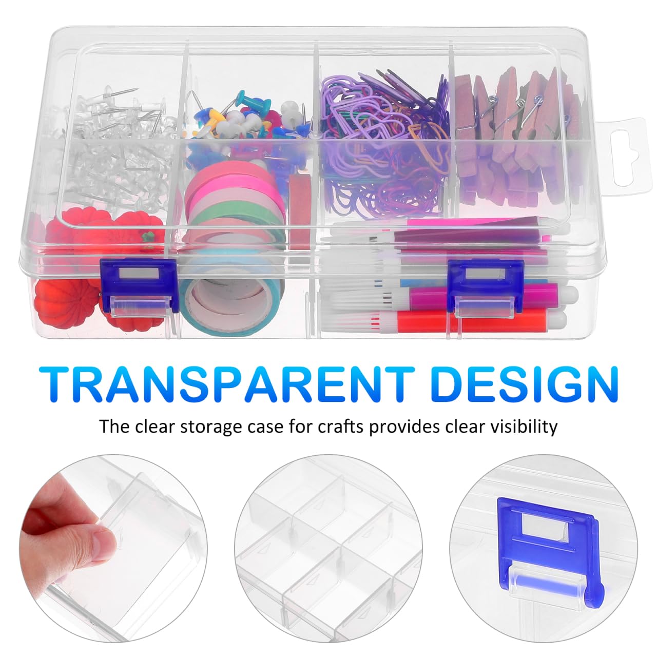 Cabilock 2 scatole trasparenti multi griglia organizer con divisori rimovibili per perline artigianali gioielli e parti design