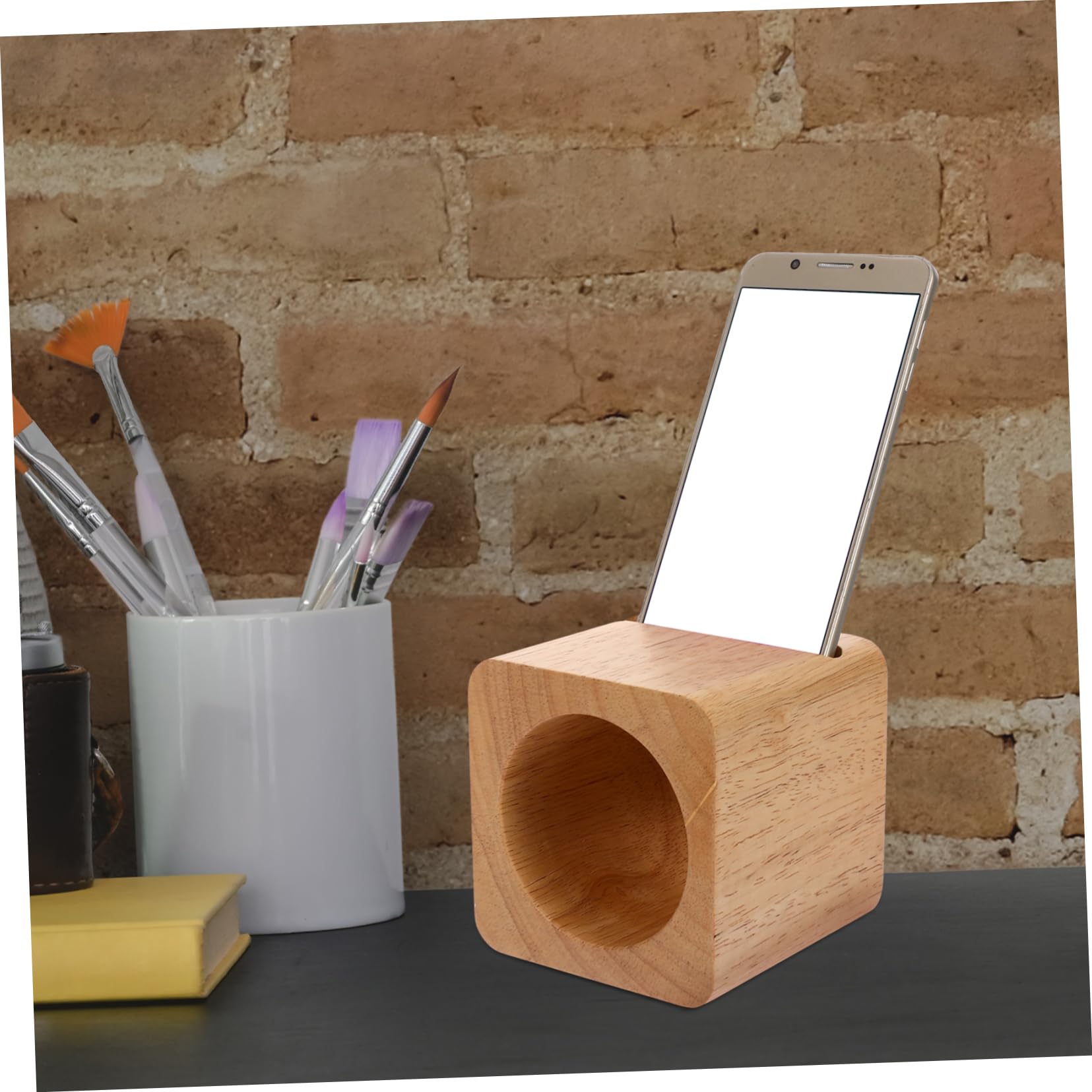 Homoyoyo Soporte de Madera para teléfono móvil Pararse Soporte para Amplificador de teléfono móvil celulares de Escritorio Bambú