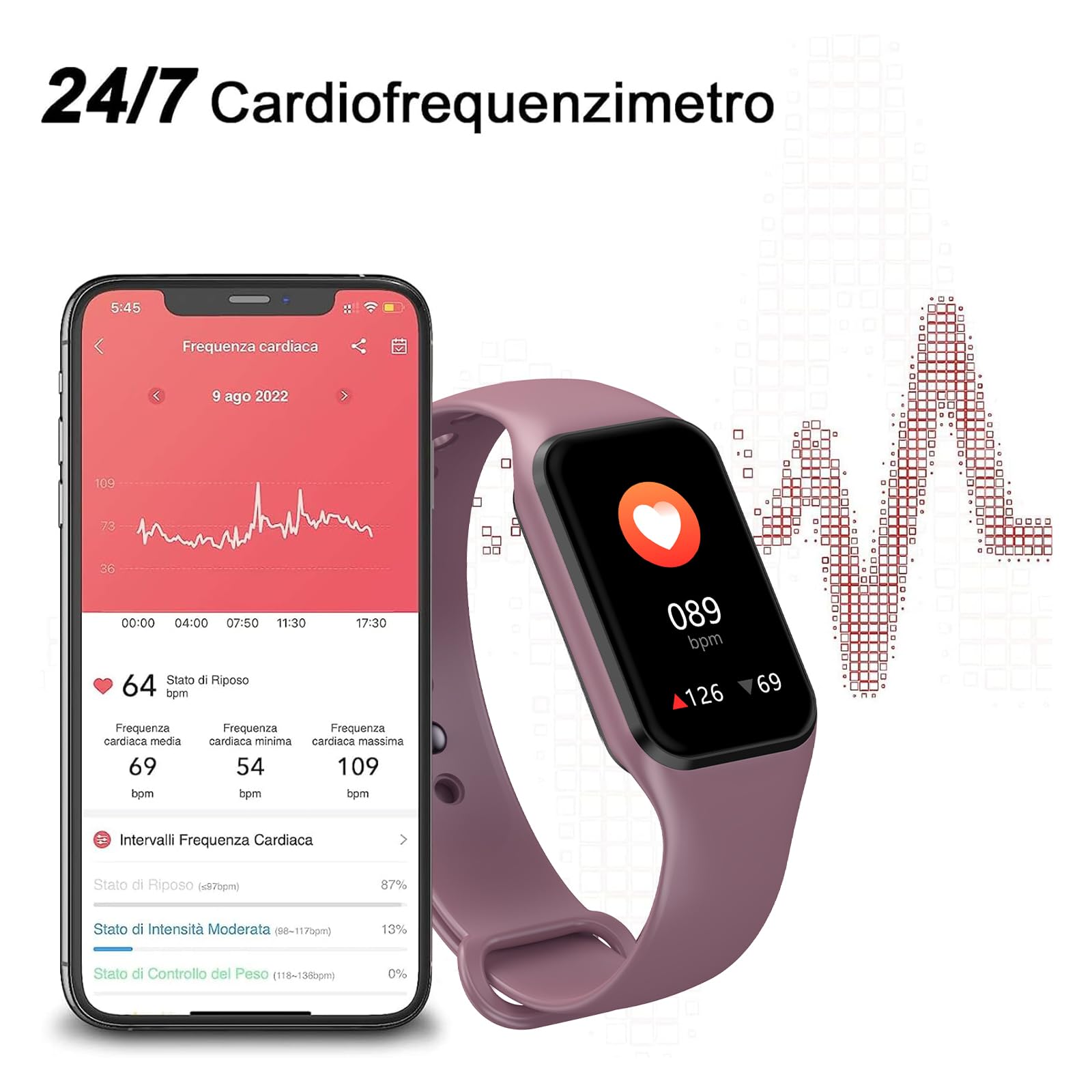 FeipuQu Smartwatch Uomo Donna, 5 ATM Impermeabil con Cardiofrequenzimetro/SpO2/Sonno/Contapassi, Notifiche Smart Watch Orologio Fitness Activity Tracker per iOS Android (2 Cinturini)