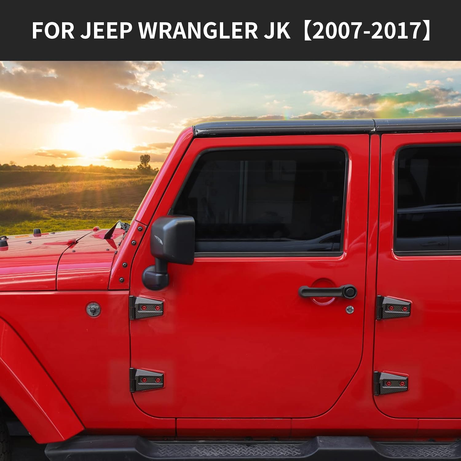 Hoolcar Door Hinge Trim Cover ABS Exterior Accessories for 2007-2017 Jeep Wrangler JK JKU Sport Rubicon Sahara X 2-Door & 4-Door, Carbon Fiber, 8PCs