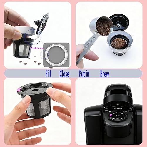 Miniatura 7 de Juego de cuchara de café de acero inoxidable de 1.0 fl oz y embudo de aluminio, relleno de café molido a prueba de fugas, compatible con K eurig