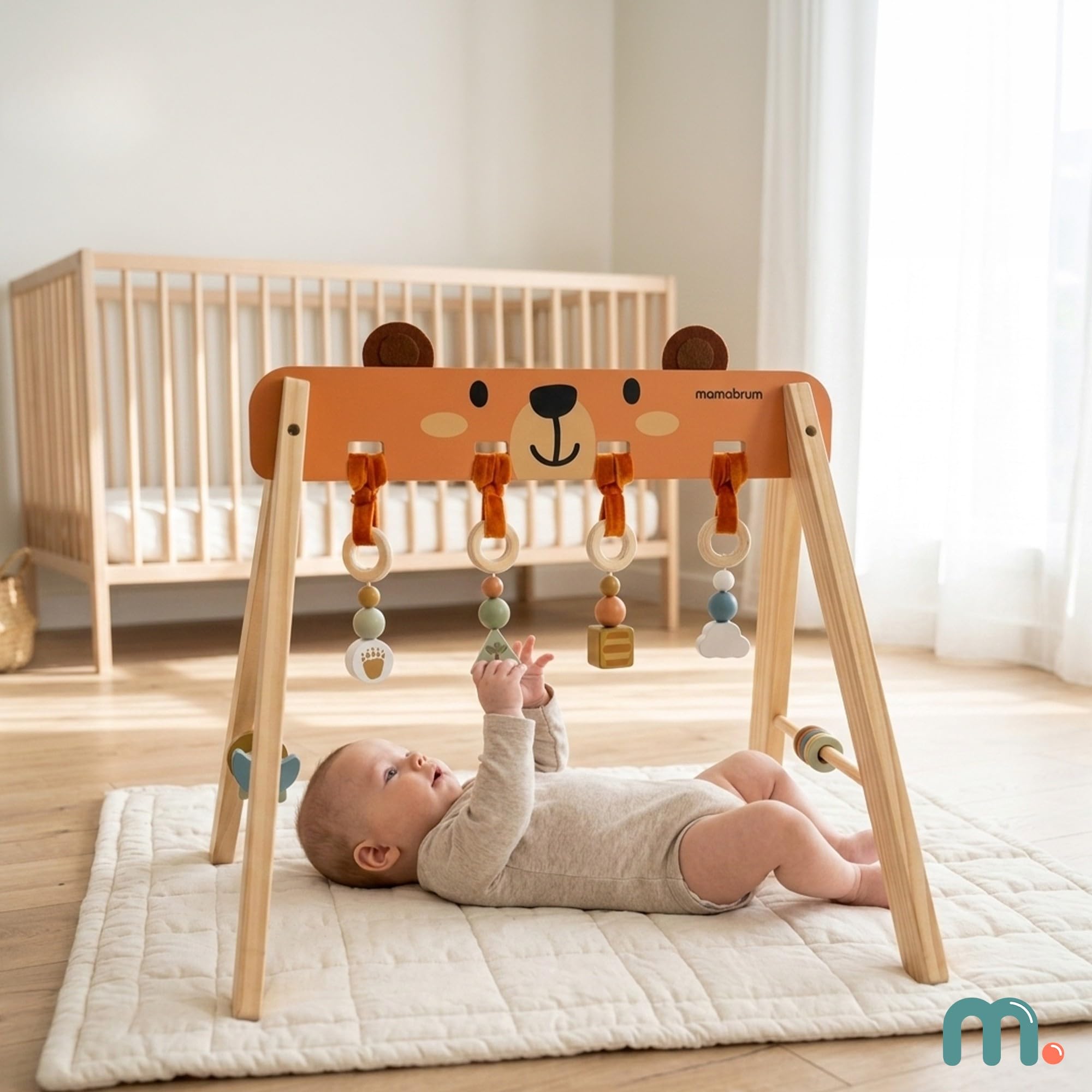 Mamabrum Support éducatif en bois pour bébé gymnastique sensorielle Montessori Motor Petit développement ours