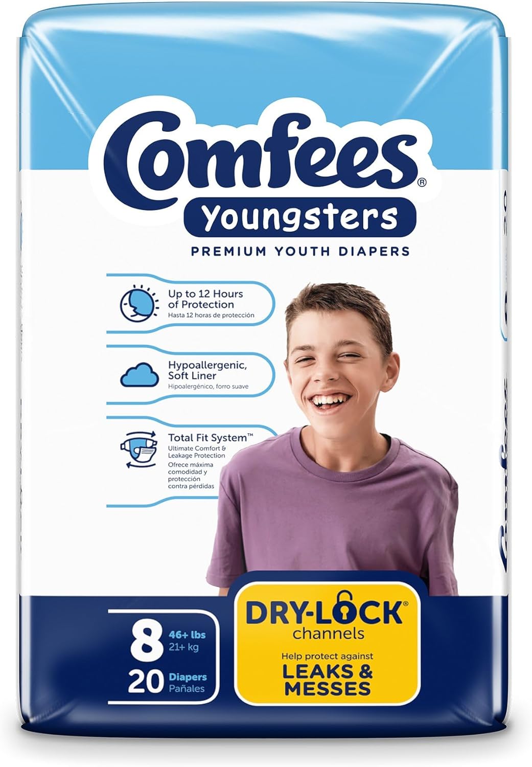 Comfees Youngsters Youth Incontinence Brief 8 Heavy Absorbency Contoured, CMF-8, 49, 80 Ct - Image 2