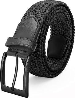 FAIRWIN Men's Stretch Braided Golf Belt - Elastic Nylon Web Woven Belt for Jeans Casual Work, 1 3/8" Adjustable Comfort Fit