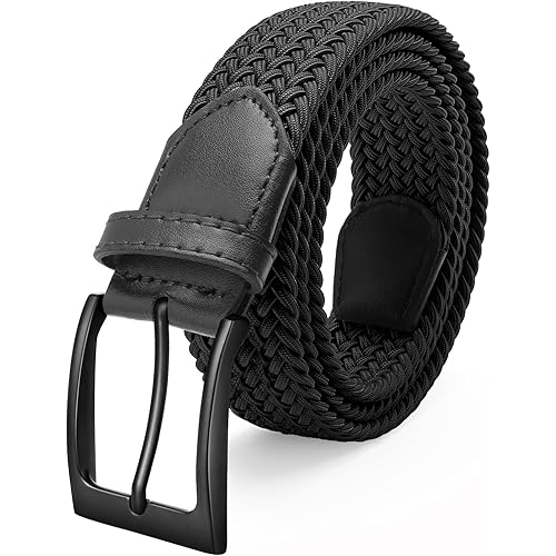 FAIRWIN Elastic Braided Stretch Mens Golf Casual Jeans Belts Woven 1 3/8" Nylon Work Belts for Men Pants Shorts