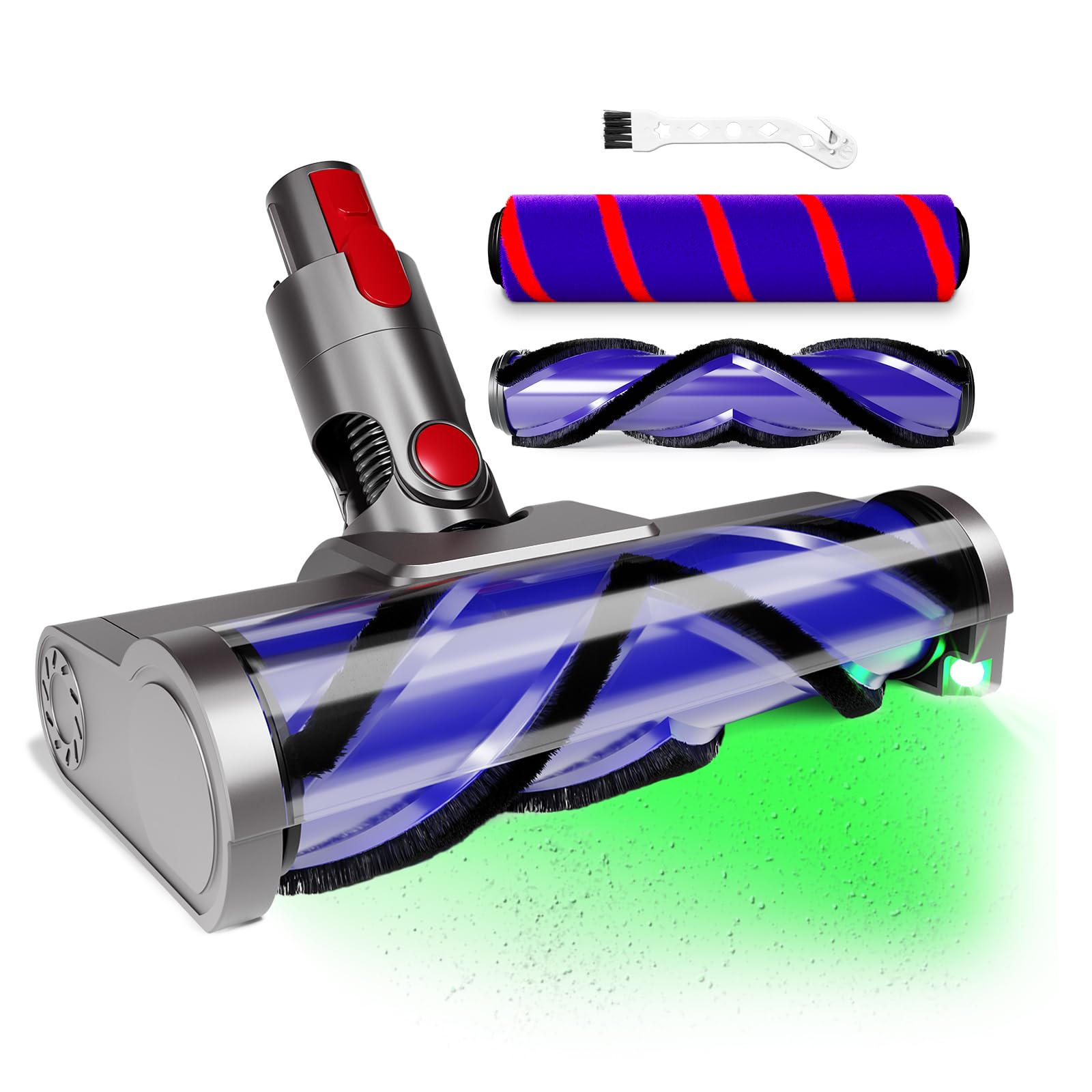 Photo 1 of Upgraded 2 Brushes Vacuum Head Replacement for Dyson V7/V8/V10/V11/V15/SV10/SV11/SV12/SV14/SV15/SV22((Not for Slim) | Anti-Tangle Motorhead with LED Light | Quick-Release Cordless Vacuum Cleaner Head