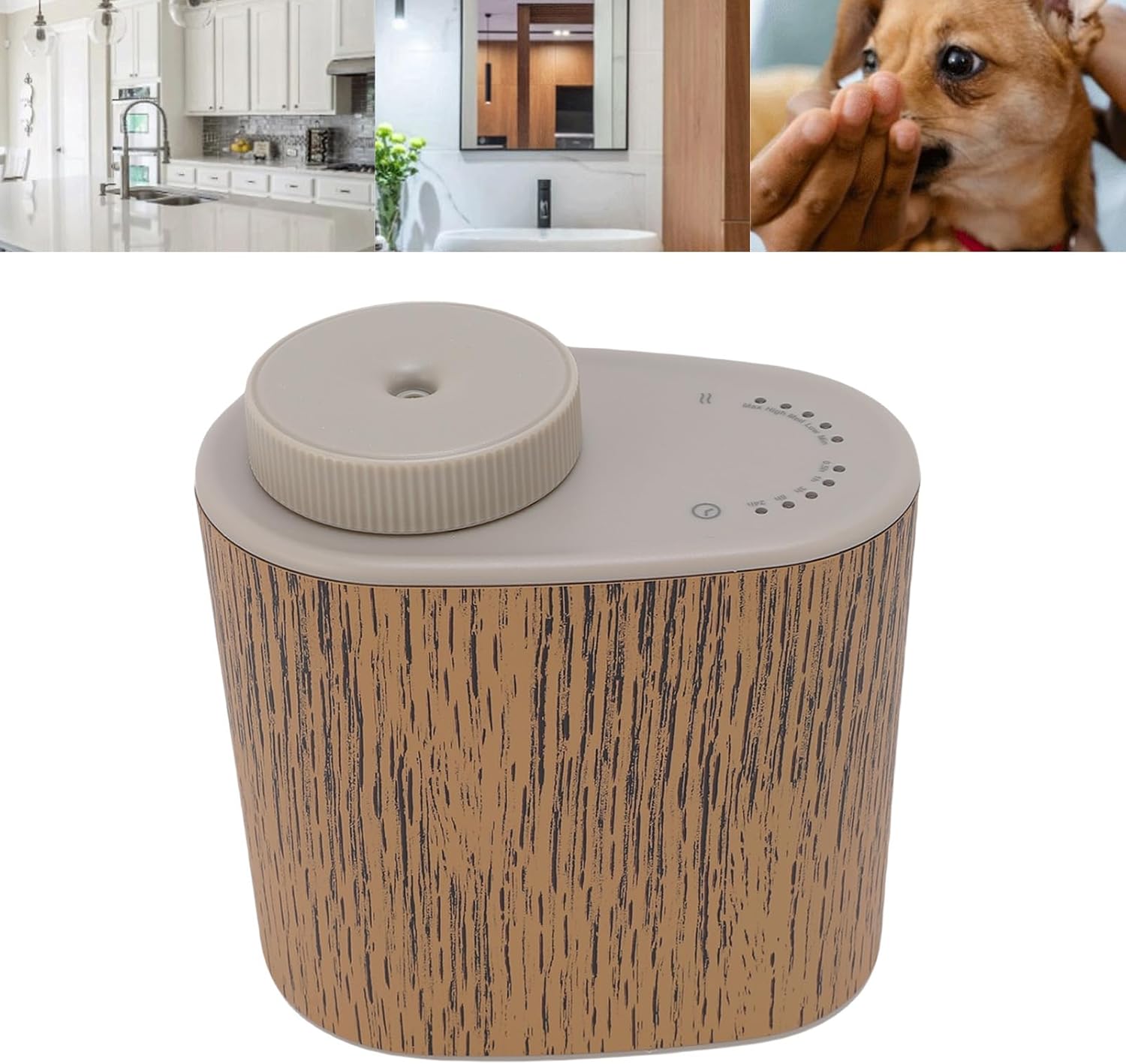 Waterless Essential Oil Diffuser, 60ML Waterless Diffuser for Essential Oil, Smart App Control Aromatherapy Diffuser, Low Noise Mini Scent Air Machine for Car Bedroom Office (Wood Grain)