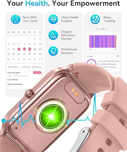 Miniatura 4 de Reloj inteligente con rastreador de actividad física para mujer (casual, rosa, 1.57)