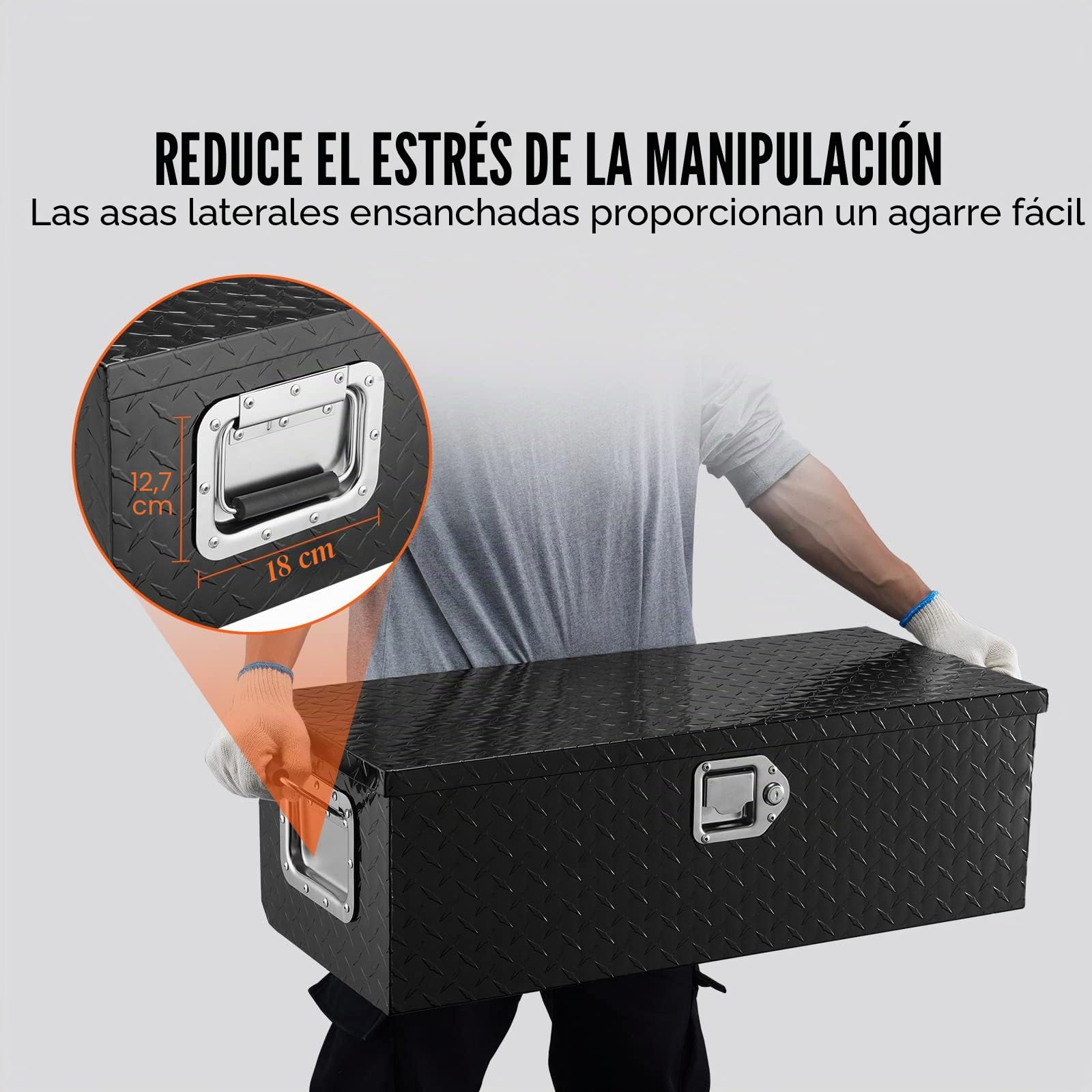VEVOR Caja de herramientas de aluminio para camión, 76,2 x 33 x 24,4 cm caja volcadora con cerradura con llaves y asas laterales para almacenamiento de contenedores de basura de coche, caravana, Negro