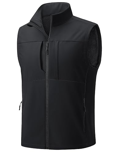 TACVASEN Men's Softshell Sleeveless Vest Windproof Golf Hiking Jacket