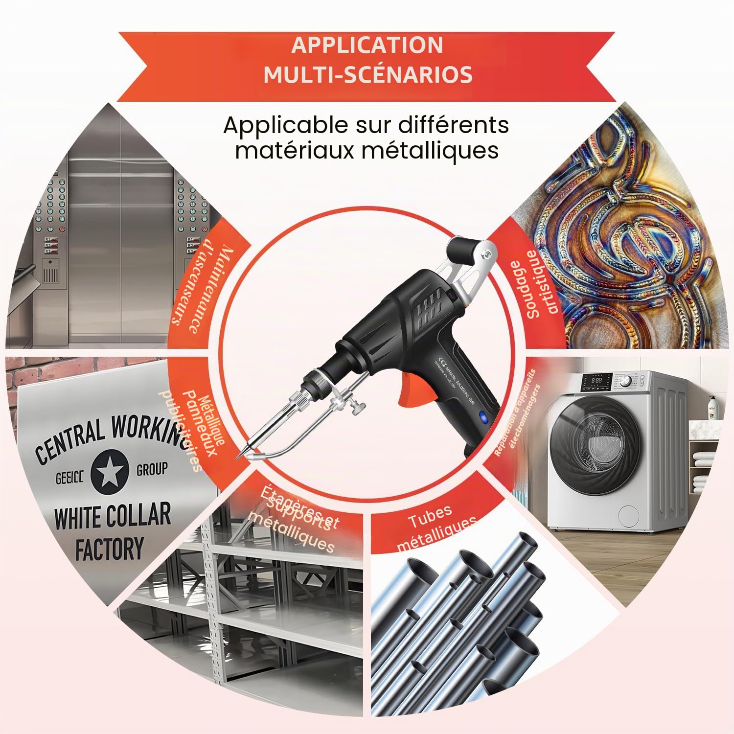 Pistolet à souder manuel 60 W, outils de soudage industriels chauffés à l'intérieur, ensemble de fer à souder multifonctionnel portable, fer à souder industriel à chauffage rapide, appareil 3 en 1