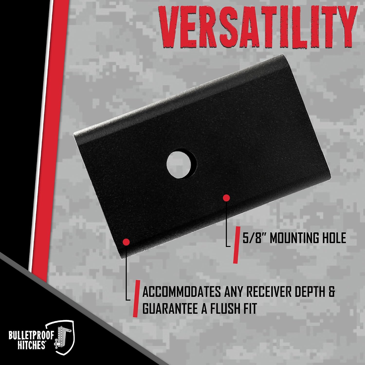 BulletProof Hitches - Trailer Hitch Adapter, 3 to 2.5 Inch Hitch Reducer Sleeve - Solid Steel, Corrosion Resistant, Black Powder Coat