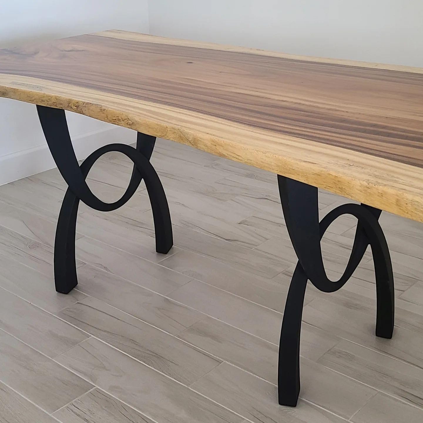 Flowyline 28" H 444 Uta Handcrafted Black Metal Table Legs and Bases for Dining Tables | Steel Desk Legs | Rust-Resistant, Adjustable Furniture Legs for Bench DIY Mid-Century Modern Indoor/Outdoor