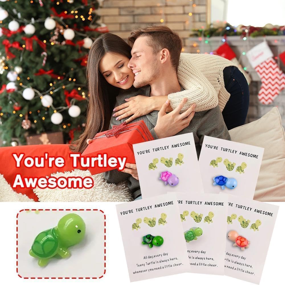 5Pcs Mix Mini Pocket Hug Turtle,You're Turtley Awesome Inspirational Gift with Card,Thank You Note Card Greeting Card Mini Sea Turtle Figure Pocket Hug Gift for Friends and Family,Cards - Image 4