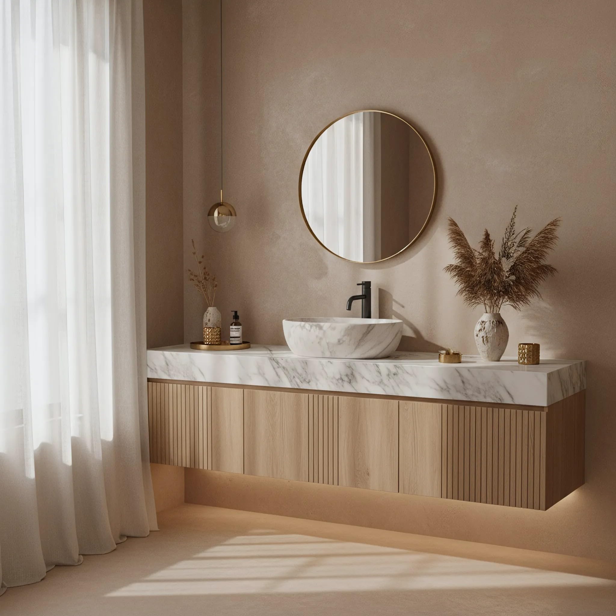 Lavabo Sobre Encimera Rea Amelia Ash Matt Beige 48X34,5X13,5Cm