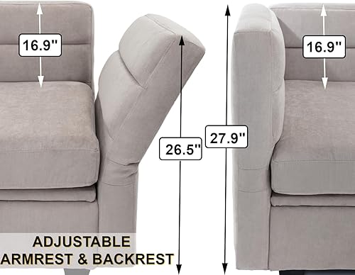 Miniatura 5 de asunflower Sofá modular modular de almacenamiento para sala de estar con otomanas de 4 plazas, reversible, sofá reclinable seccional profundo, juego